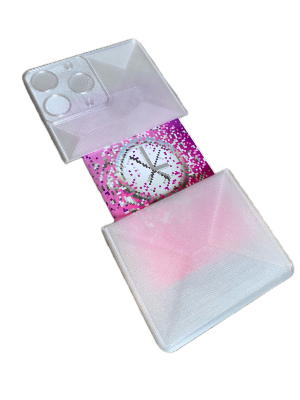 3d-printed phone opened, pixelated heart inside